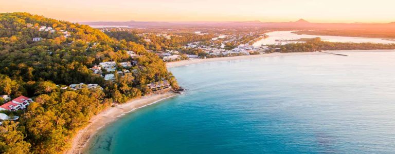 Aerial view at sunset, Noosa