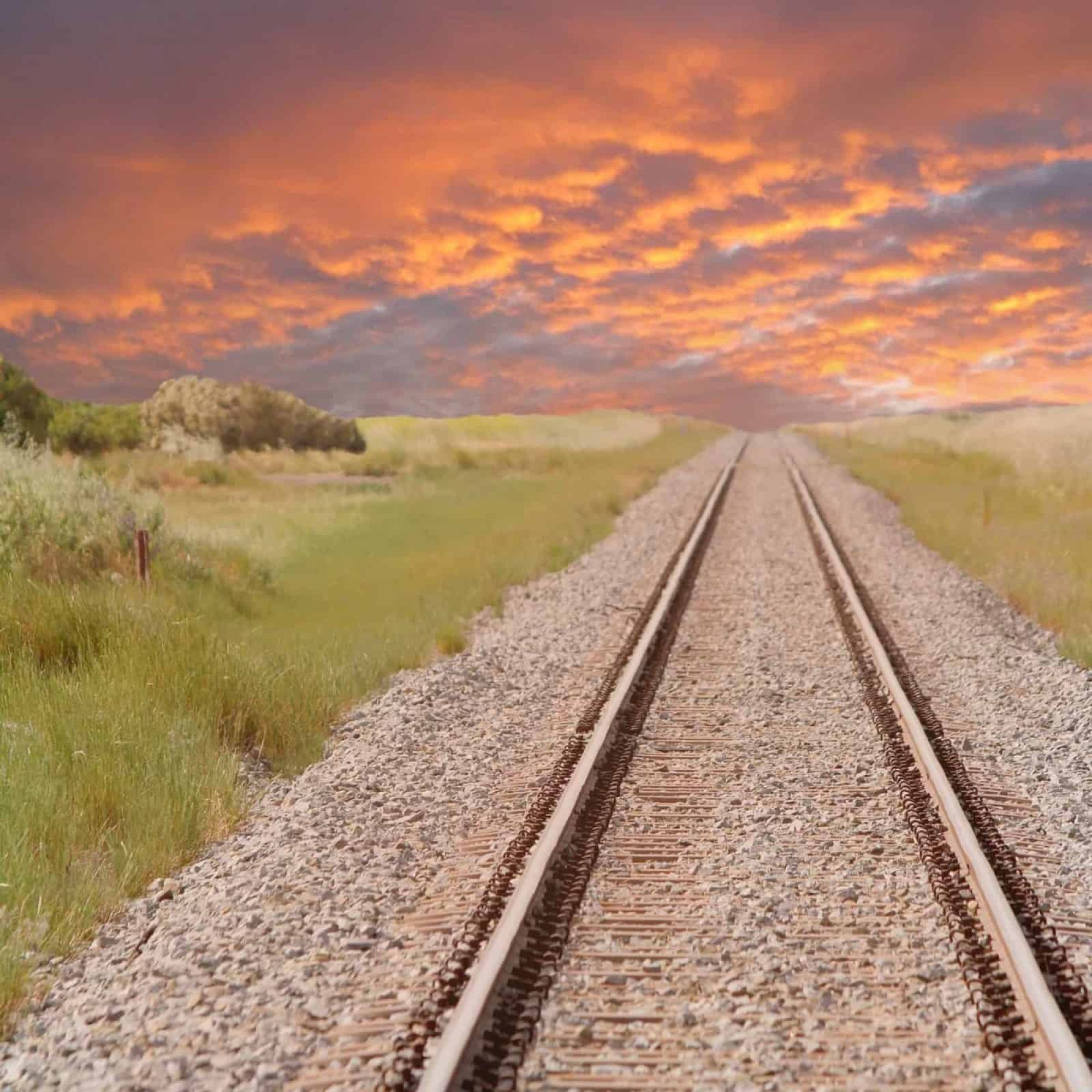 Railroad in Australia with sunset