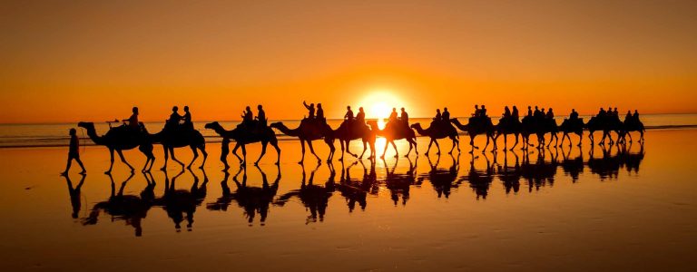 Sunset camel ride on Cable Beach, Broome, Western Australia